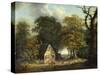 A Wooded Landscape with a Drover and Cattle by a Cottage-Dominic Serres-Stretched Canvas