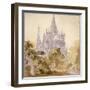 A Wooded Landscape with a Gothic Church (Pencil, Ink and W/C)-Karl Friedrich Schinkel-Framed Giclee Print