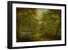 A Wooded Landscape with a Stream and a Fisherman-Thomas Smith of Derby-Framed Giclee Print