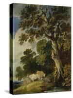 A Wooded Landscape with Cattle and Herdsmen-Gainsborough Dupont-Stretched Canvas