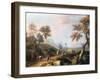 A Wooded Landscape with Gentlemen in a Carriage on a Road-Marco Ricci-Framed Giclee Print