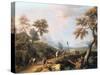 A Wooded Landscape with Gentlemen in a Carriage on a Road-Marco Ricci-Stretched Canvas