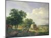 A Wooded Landscape with Haymakers, 1822-Carl Frederic Aagaard-Mounted Giclee Print