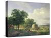 A Wooded Landscape with Haymakers, 1822-Hendrick van de Sande Bakhuyzen-Stretched Canvas