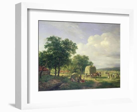 A Wooded Landscape with Haymakers, 1822-Carl Frederic Aagaard-Framed Giclee Print