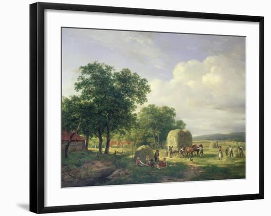 A Wooded Landscape with Haymakers, 1822-Carl Frederic Aagaard-Framed Giclee Print