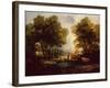 A Wooded Landscape with Herdsman, Cows and Sheep near a Pool-Thomas Gainsborough-Framed Giclee Print