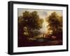 A Wooded Landscape with Herdsman, Cows and Sheep near a Pool-Thomas Gainsborough-Framed Giclee Print