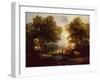 A Wooded Landscape with Herdsman, Cows and Sheep near a Pool-Thomas Gainsborough-Framed Giclee Print