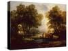 A Wooded Landscape with Herdsman, Cows and Sheep near a Pool-Thomas Gainsborough-Stretched Canvas