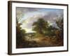 A Wooded Landscape with Peasants in a Country Waggon-Thomas Gainsborough-Framed Giclee Print