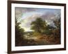 A Wooded Landscape with Peasants in a Country Waggon-Thomas Gainsborough-Framed Giclee Print