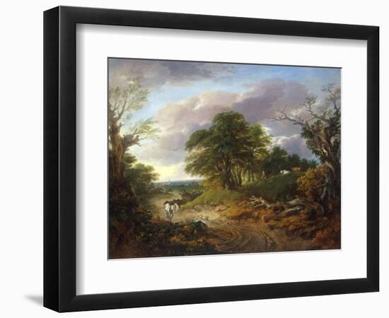 A Wooded Landscape with Peasants in a Country Waggon-Thomas Gainsborough-Framed Giclee Print