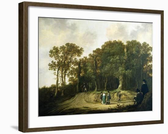 A Wooded Landscape with the Artist Sketching-Aelbert Cuyp-Framed Giclee Print