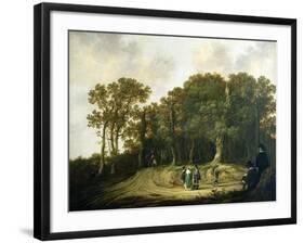 A Wooded Landscape with the Artist Sketching-Aelbert Cuyp-Framed Giclee Print