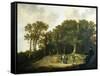 A Wooded Landscape with the Artist Sketching-Aelbert Cuyp-Framed Stretched Canvas