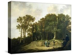 A Wooded Landscape with the Artist Sketching-Aelbert Cuyp-Stretched Canvas