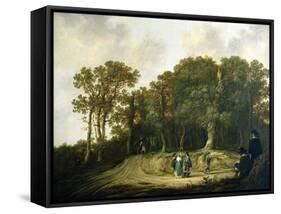 A Wooded Landscape with the Artist Sketching-Aelbert Cuyp-Framed Stretched Canvas