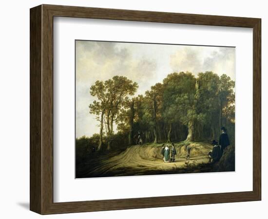 A Wooded Landscape with the Artist Sketching-Aelbert Cuyp-Framed Giclee Print