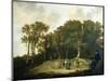 A Wooded Landscape with the Artist Sketching-Aelbert Cuyp-Mounted Giclee Print