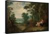 A Wooded Landscape with the Virgin and Child, Infant St. John the Baptist and an Angel-Jan Brueghel the Younger-Framed Stretched Canvas