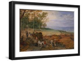 A Wooded Landscape with Travellers oil on copper-Jan the Elder Brueghel-Framed Giclee Print