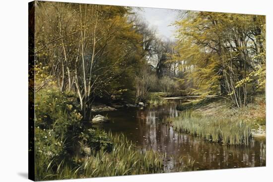 A Wooded River Landscape, 1909-Peder Mork Monsted-Stretched Canvas