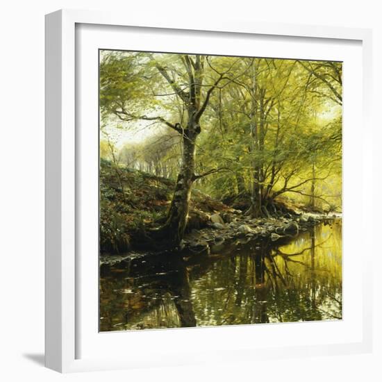 A Wooded River Landscape, 1910-Peder Mork Monsted-Framed Giclee Print