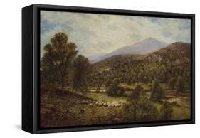 A Wooded River Landscape with a Shepherd and Sheep-Alfred Augustus Glendening-Framed Stretched Canvas