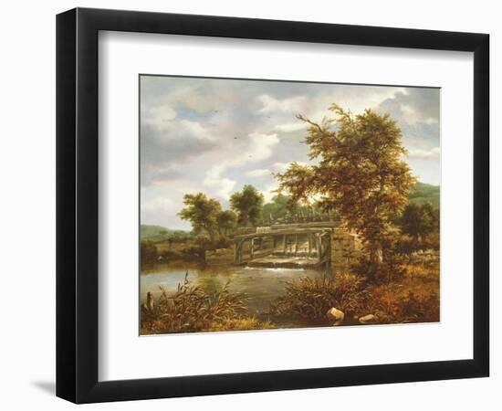 A Wooded River Landscape with a Sluice Gate-Jacob Isaaksz Ruisdael-Framed Premium Giclee Print