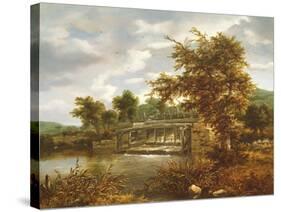 A Wooded River Landscape with a Sluice Gate-Jacob Isaaksz Ruisdael-Stretched Canvas