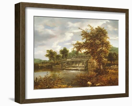 A Wooded River Landscape with a Sluice Gate-Jacob Isaaksz Ruisdael-Framed Giclee Print