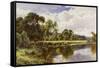 A Wooded River Landscape with Cattle-Henry H. Parker-Framed Stretched Canvas