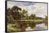 A Wooded River Landscape with Cattle-Henry H. Parker-Framed Stretched Canvas