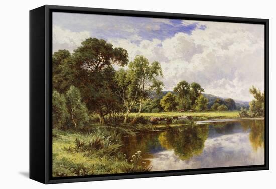 A Wooded River Landscape with Cattle-Henry H. Parker-Framed Stretched Canvas