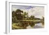 A Wooded River Landscape with Cattle-Henry Parker-Framed Giclee Print