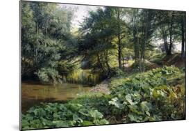 A Wooded River Landscape with Deer Beyond, 1904-Peder Mork Monsted-Mounted Giclee Print