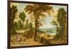 A Wooded River Landscape with Figures on a Road-Jan Wildens-Framed Giclee Print