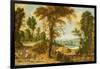 A Wooded River Landscape with Figures on a Road-Jan Wildens-Framed Giclee Print