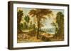 A Wooded River Landscape with Figures on a Road-Jan Wildens-Framed Giclee Print