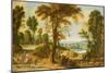 A Wooded River Landscape with Figures on a Road-Jan Wildens-Mounted Giclee Print
