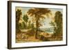 A Wooded River Landscape with Figures on a Road-Jan Wildens-Framed Giclee Print