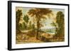 A Wooded River Landscape with Figures on a Road-Jan Wildens-Framed Giclee Print