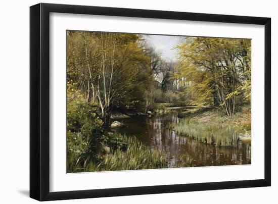 A Wooded River Landscape-Peder Mork Monsted-Framed Giclee Print