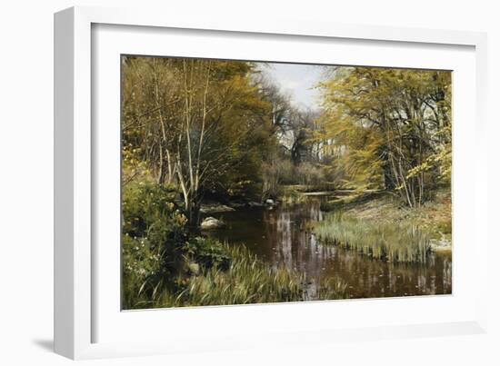 A Wooded River Landscape-Peder Mork Monsted-Framed Giclee Print