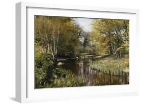 A Wooded River Landscape-Peder Mork Monsted-Framed Giclee Print