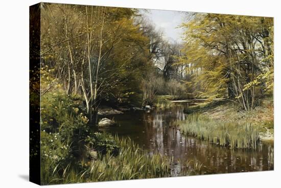 A Wooded River Landscape-Peder Mork Monsted-Stretched Canvas