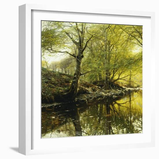 A Wooded River Landscape-Peder Mork Monsted-Framed Giclee Print