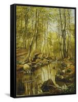 A Wooded River Landscape-Peder Mork Monsted-Framed Stretched Canvas