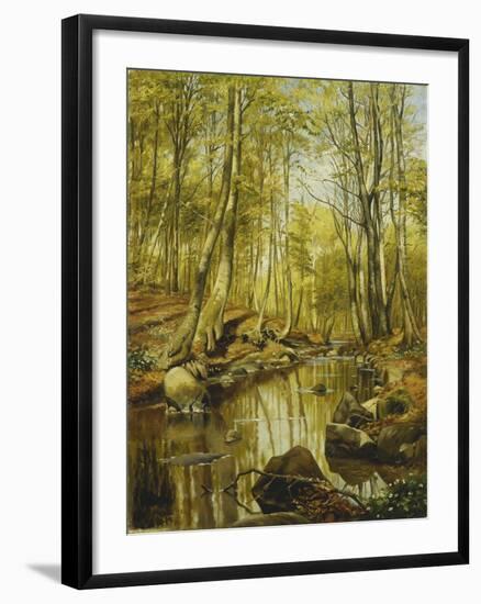 A Wooded River Landscape-Peder Mork Monsted-Framed Giclee Print